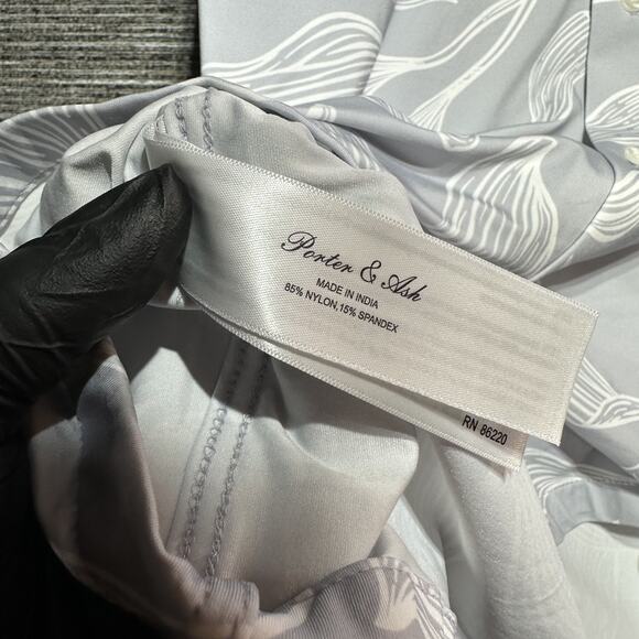 Porter & Ash Shirt Men's L Gray Floral Button Hawaiian Kinetic Stretch - Picture 13 of 15